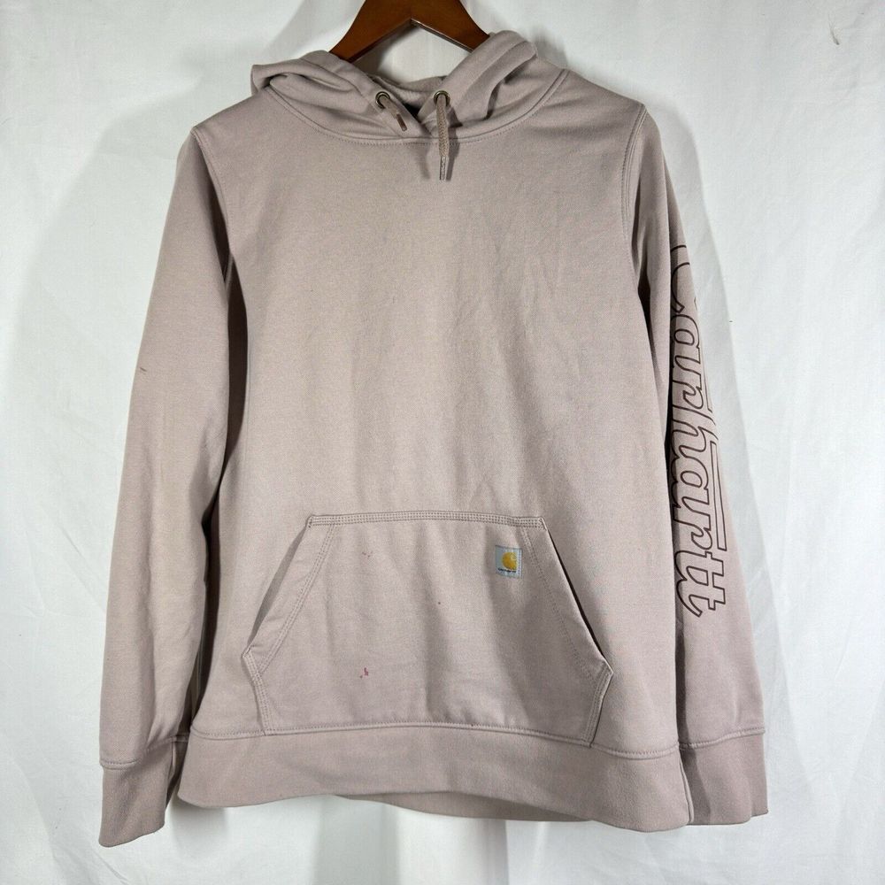 Carhartt Hoodie Womens Large Ash Rose Pink Rain Defender Relaxed Fit Read!